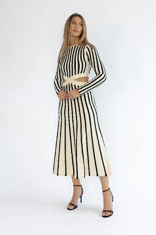 Harlyn Cut Out Striped Midi Dress