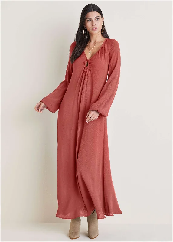 Keyhole Maxi Dress - Mineral Red