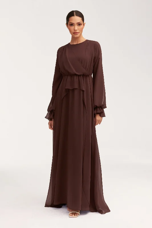 Aara Chiffon Maxi Dress - Chocolate