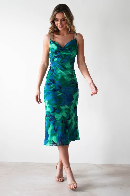 Bali Printed Midi Dress | Green Print