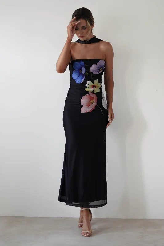 Collins Floral Print Maxi Dress | Black