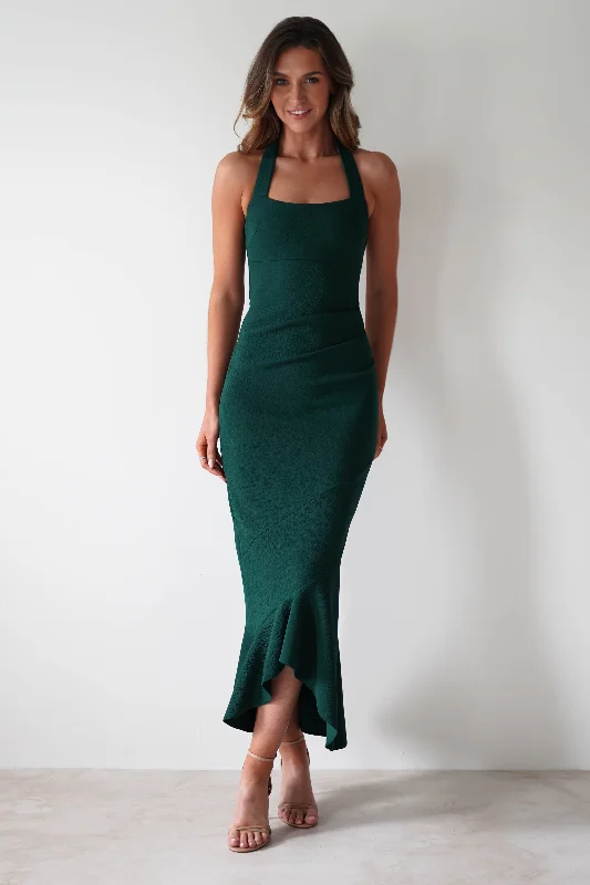 Damaris Textured Midi Dress | Forest Green