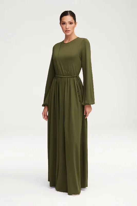 Emma Jersey Elastic Waist Maxi Dress - Khaki Green