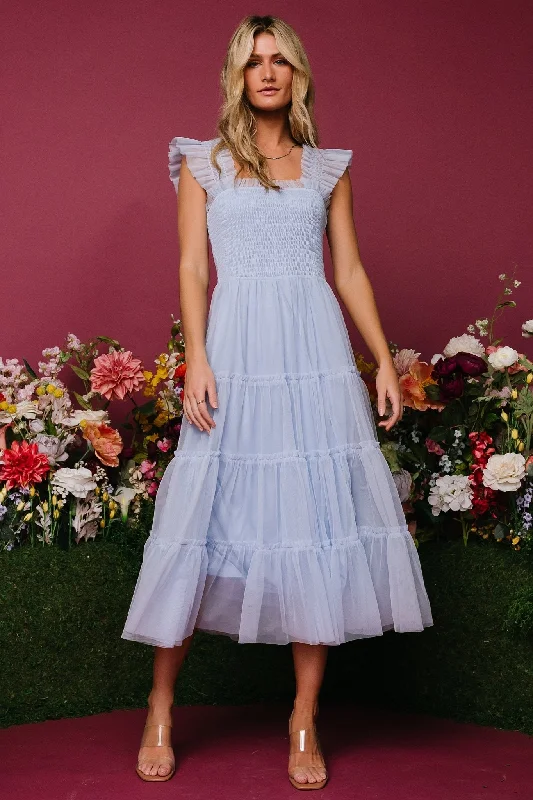 Emma Smocked Tulle Dress | Light Blue