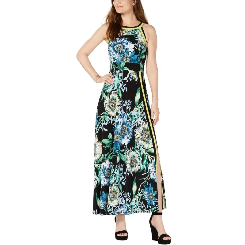 I-N-C Womens Floral Maxi Dress, Blue, X-Small