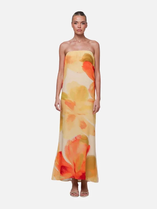 Abbie Strapless Maxi Dress - Marigold