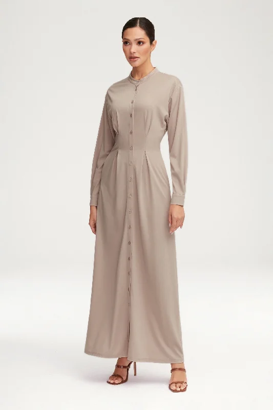 Ivy Jersey Button Down Maxi Dress - Stone