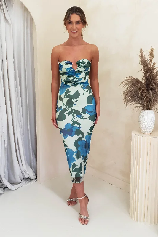 Kadie Strapless Midi Dress | Mixed Print