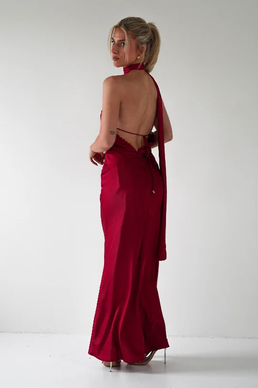 Lexi Backless Maxi Dress | Dark Red