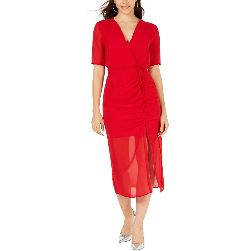 Leyden Womens Ruched Midi Dress