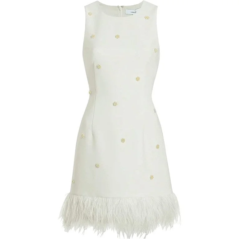 LIKELY Women's Aries Embellished Feather-Hem Mini Dress