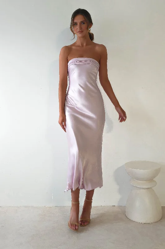 Lucia Soft Satin Slip Midi Dress | Pastel Pink