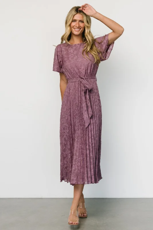 Mindy Pleated Dress | Vintage Plum