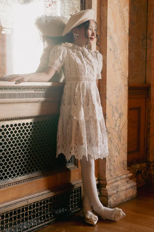 Mini Ainsley Dress in White Lace