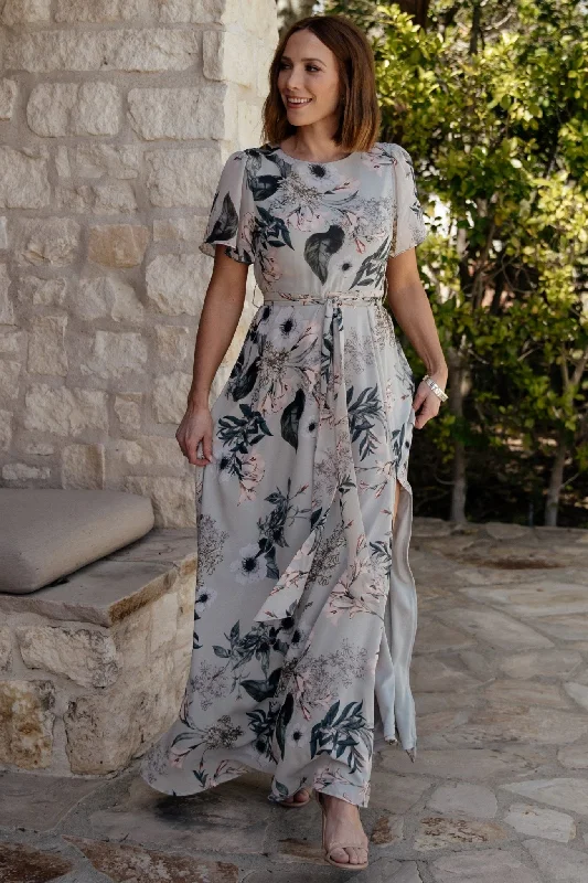 Naomi Short Sleeve Maxi Dress | Pale Blue Floral