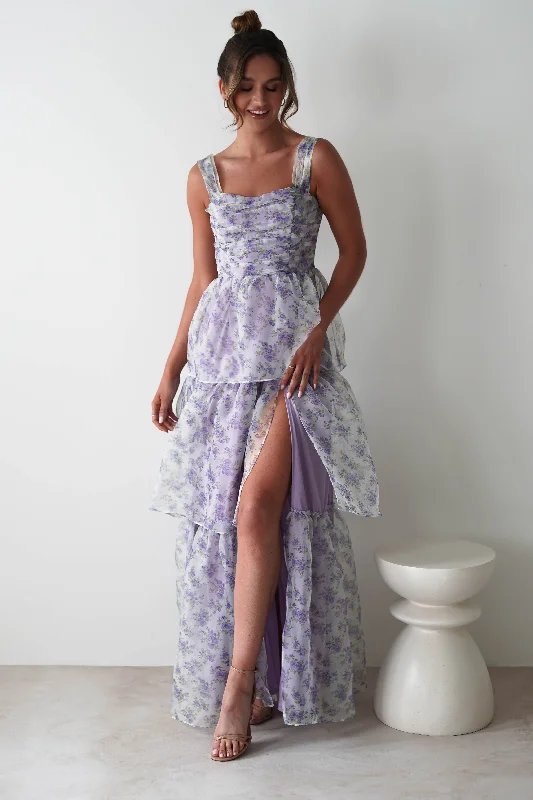 Olivie Floral Maxi Dress | Lavendar