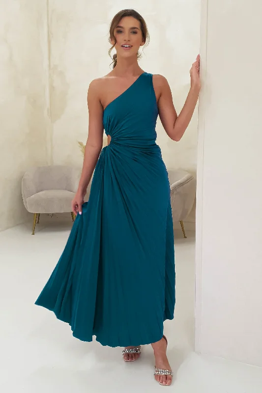 Olsen Pleated Maxi Dress | Teal