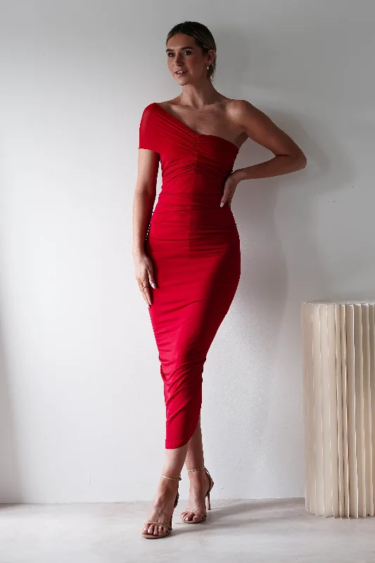 Sania Bodycon Midi Dress | Red