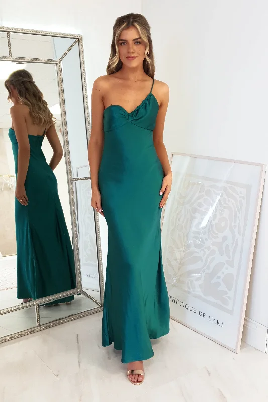 Selena Soft Satin Maxi Dress | Forest Green