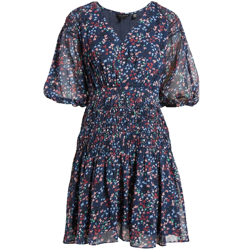 Ted Baker Women's Casidee Heart Print Puff Sleeve Chiffon Mini Dress