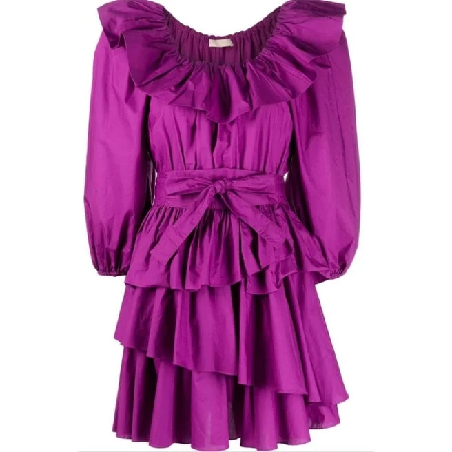 Ulla Johnson Women's Giselle Orchid Ruffle Detail Mini Dress