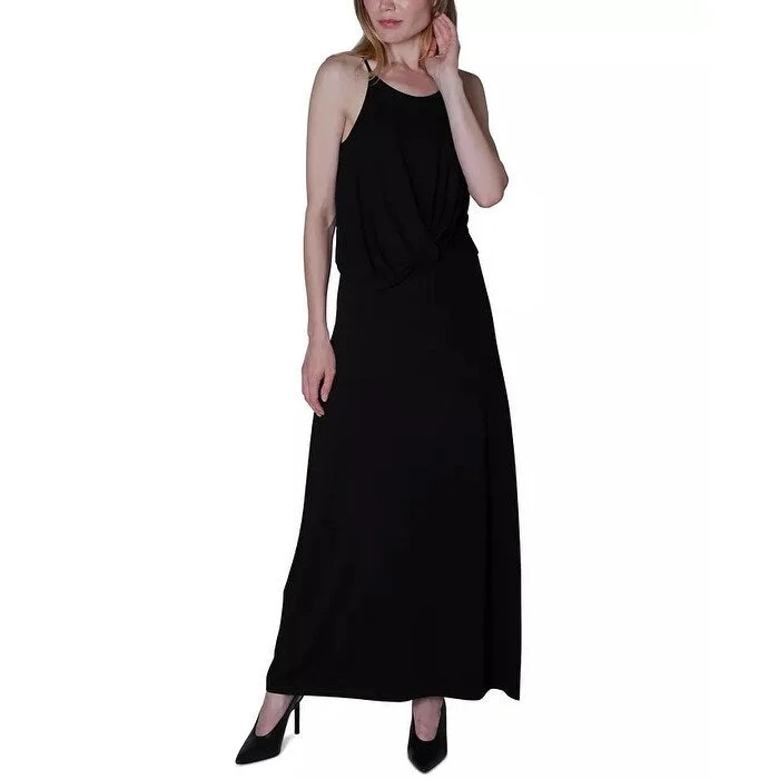 Ultra Flirt Juniors' Twist-Front Maxi Dress Black Size Extra Large - X-Large