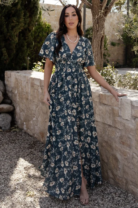 Verona Smocked Maxi Dress | Slate Floral