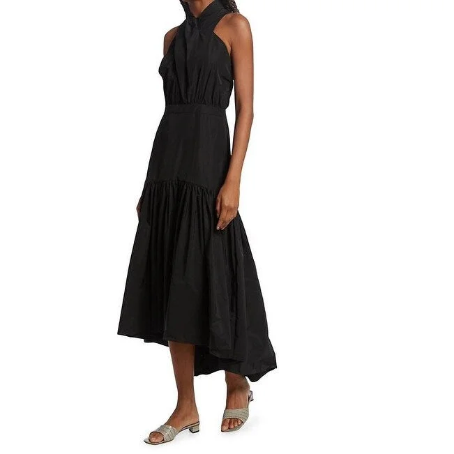 Veronica Beard Women's Black Cotton Radley Asymmetric Maxi Dress