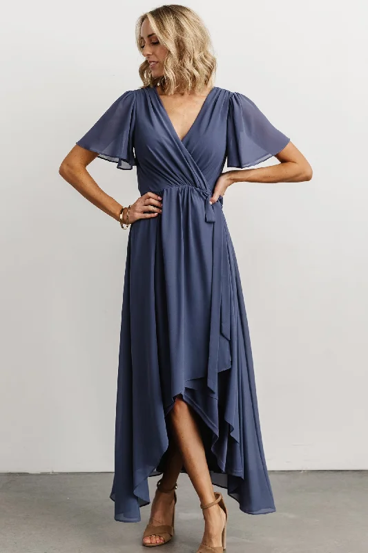 Waverly Wrap Dress | Slate Blue