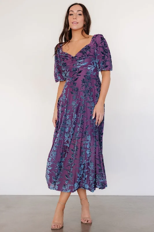 Westbrook Velvet Dress | Plum + Blue Floral