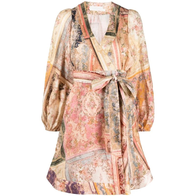 Zimmermann August Wrap Mini Dress Patch Floral