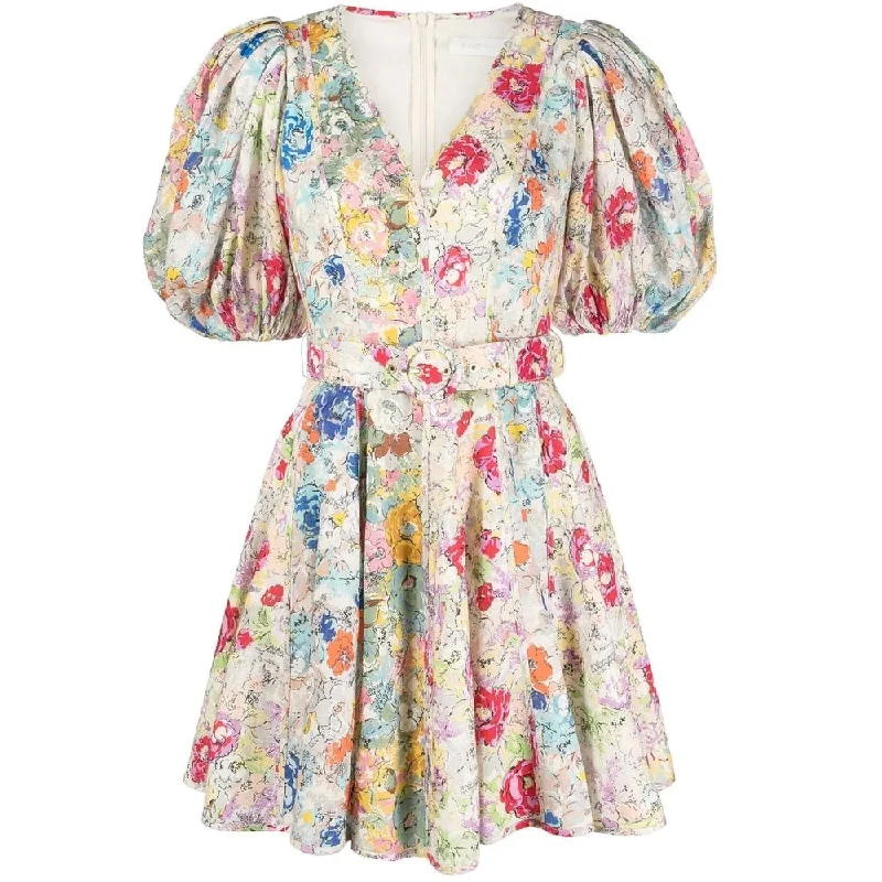 Zimmermann Clover Panelled Mini Dress Spliced Multi Floral