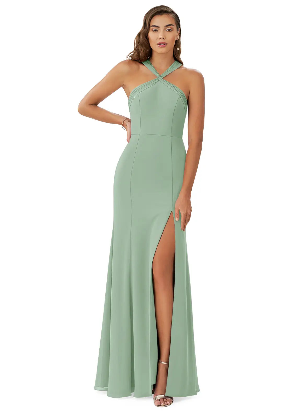 A-Line Bridesmaid Dresses Formal Floor-length Party Dress With Slit