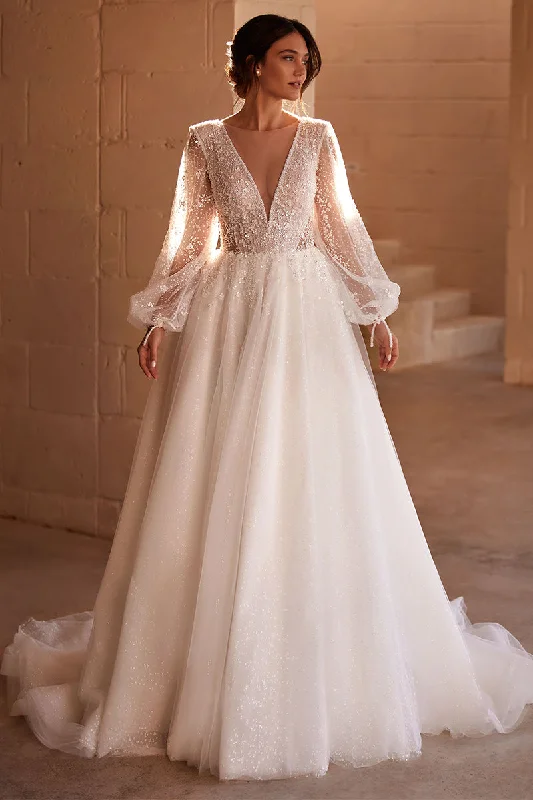 Beloved Long Sleeve Beaded Wedding Dress