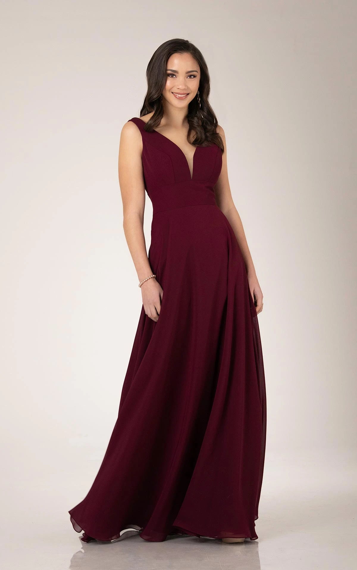 Formal Sleeveless Bridesmaid Dress with Empire Waist