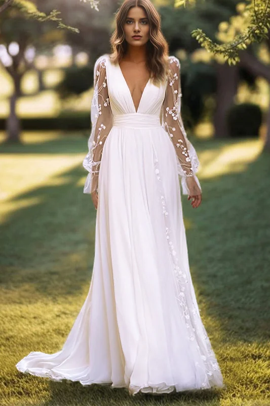 Whispering Love Long Sleeve A-Line Wedding Dress