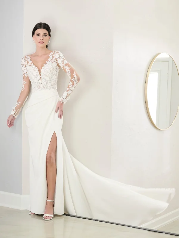 Applique Bridal Slit Gown by Adrianna Papell 31296