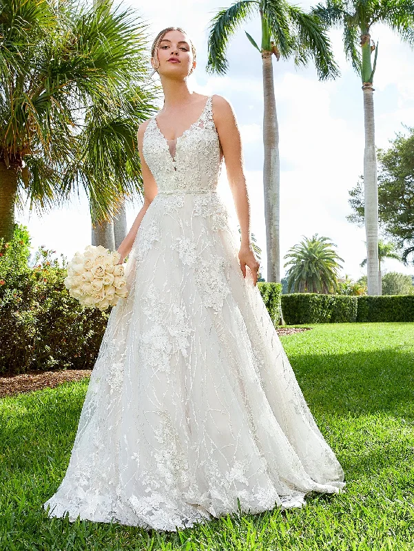 Applique V-Neck Wedding Dress by Adrianna Papell 31076 Louisa