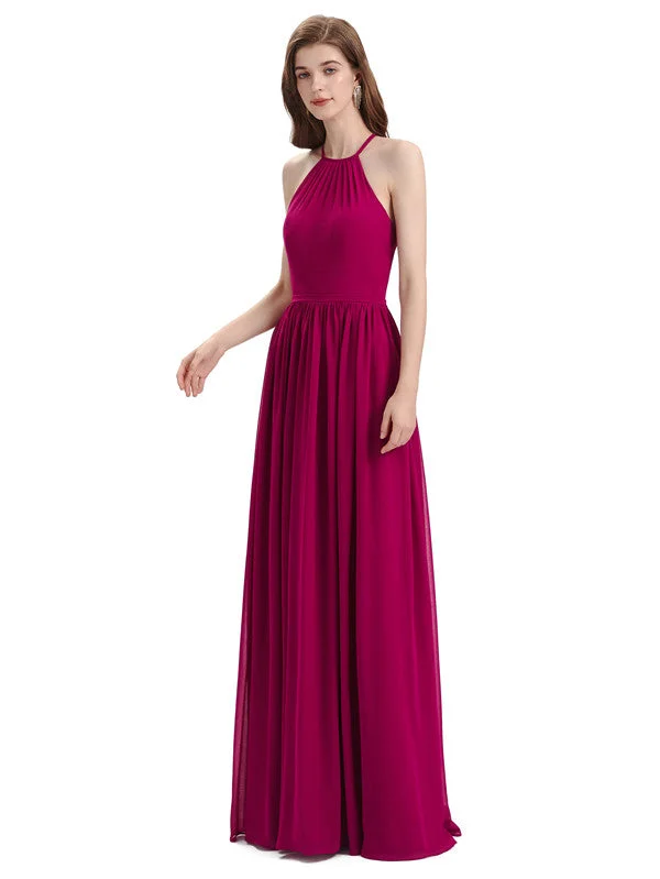 Stunning Chiffon A-line Long Cross-back Bridesmaid Dresses