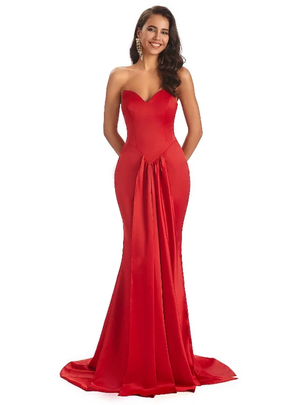 Sexy Soft Satin Sweetheart Unique Mermaid Bridesmaid Dresses Online