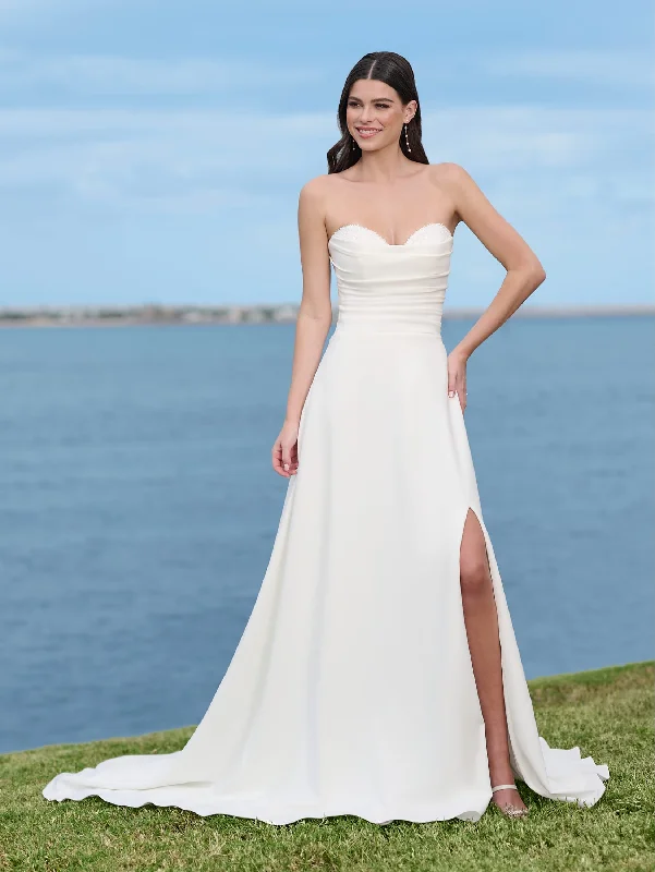 Strapless Slit Bridal Gown by Adrianna Papell 45005