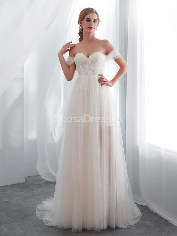 Sweetheart Off Shoulder Simple A-line Cheap Wedding Dresses Online, Cheap Bridal Dresses, WD576